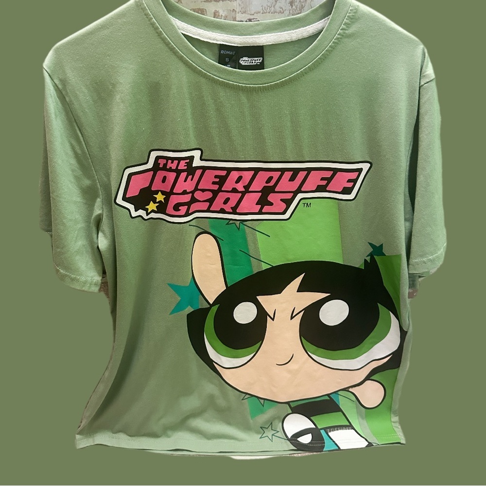 ROMWE Green Powerpuff Girls Short Sleeve Tee S